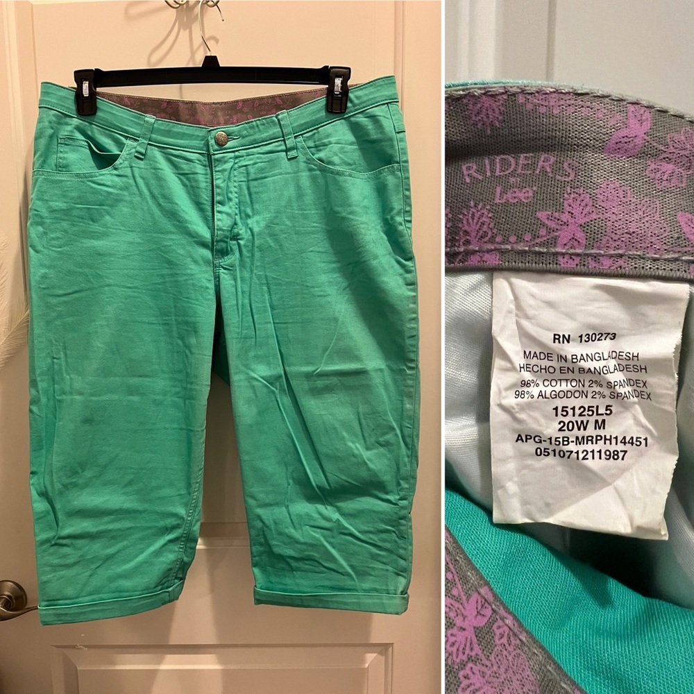 Riders by Lee, Mint Green Capris, Women Size 20W